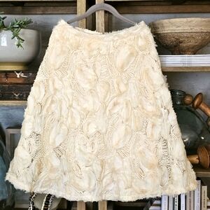 Anthropologie HD Paris Tulle Blossom Ivory Romantic Ethereal Midi Skirt